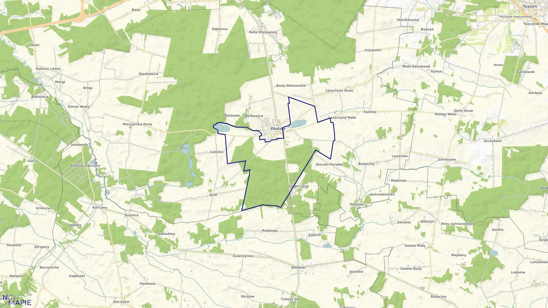 Mapa obrębu DŁUTÓW PGR w gminie Dłutów